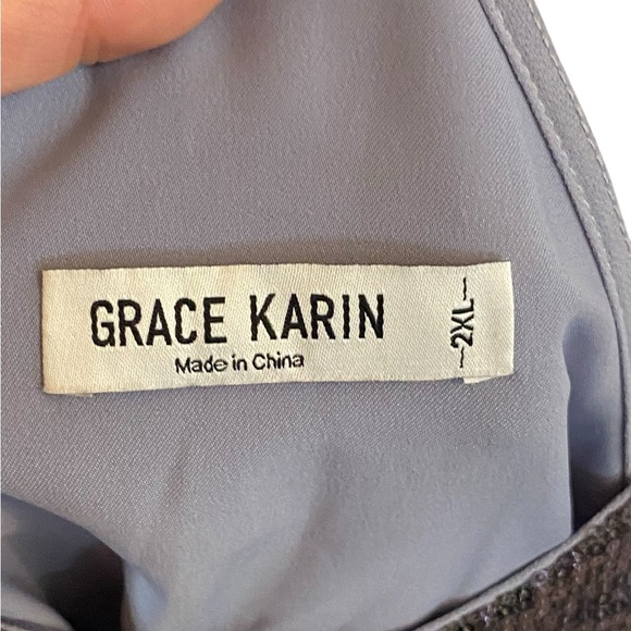 Grace Karin Gray Blue Sequin Racer Back Camisole Tank Top Layer Holiday Festive - Picture 2 of 6